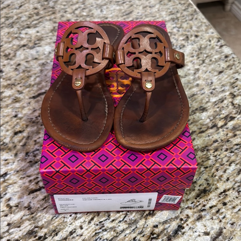 Tory Burch Miller Brown Leather Sandals